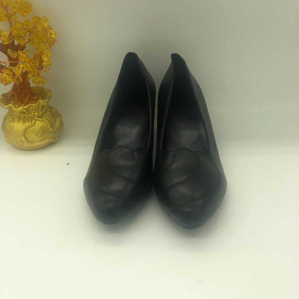 Black Women Pointed Toe Low Block Heel Pumps Office Work Shoes